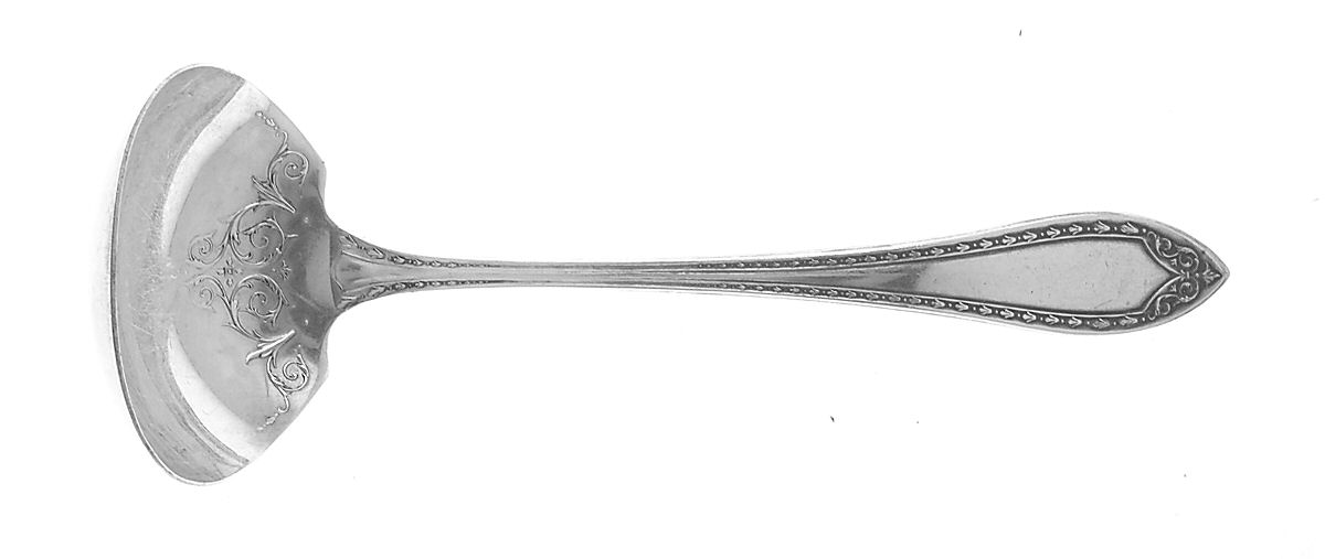 Sheraton (Silverplate, 1910, Monograms) Solid Gravy Ladle by Oneida Silver-1