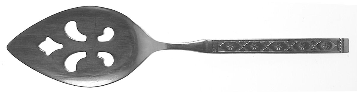 Lisbon (Stainless, No Black Accent) Pierced All Stainless Pie Server by Oneida Silver-1