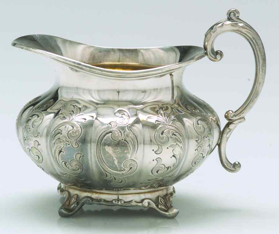 Melon-Hand Chased (Silverplate, Hollowware) Creamer by Oneida Silver-1