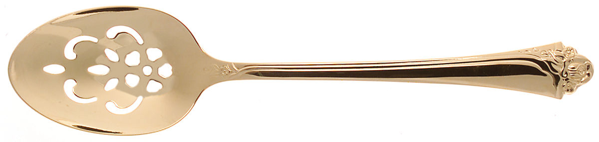 Golden Fantasy Rose (Gold Electroplate) Pierced Tablespoon (Serving Spoon) by Oneida Silver-1