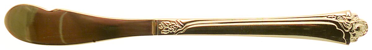 Golden Fantasy Rose (Gold Electroplate) Flat Handle Butter Spreader by Oneida Silver-1