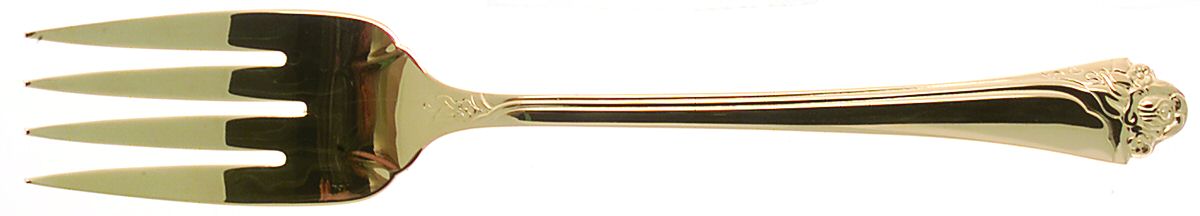 Golden Fantasy Rose (Gold Electroplate) Medium Solid Cold Meat Serving Fork by Oneida Silver-1