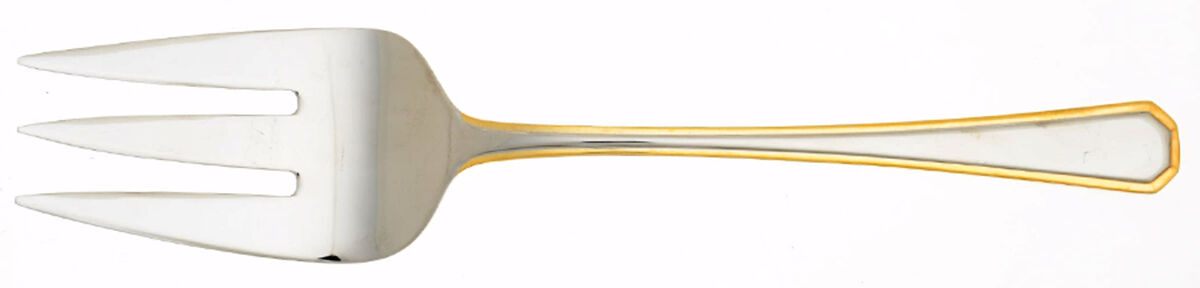 Golden Katherine (Stainless, Gold Accent) Medium Solid Cold Meat Serving Fork by Oneida Silver-1