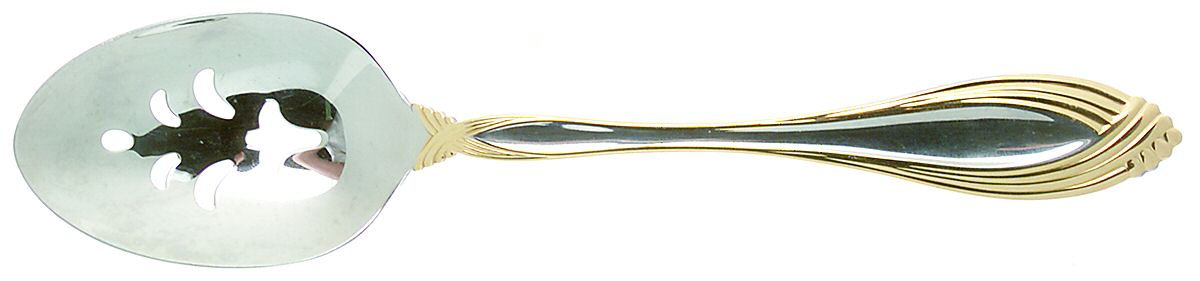 Golden Heiress (Gold Accent) Pierced Tablespoon (Serving Spoon) by Oneida Silver-1