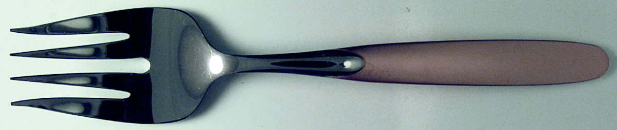 Paradox (Stainless, Gold Accent) Medium Solid Cold Meat Serving Fork by Oneida Silver-1
