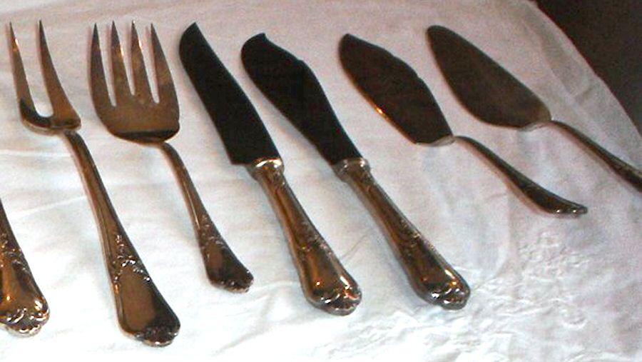 OKA1 (STERLING) Large 2-Tine Cold Meat Serving Fork by Otto Kaltenback (OKA)-1