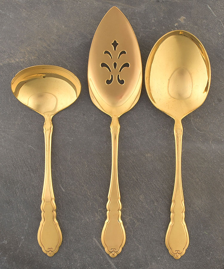 Golden Alouette (Gold Electroplate) 3 Piece Completer Set by Oneida Silver-1