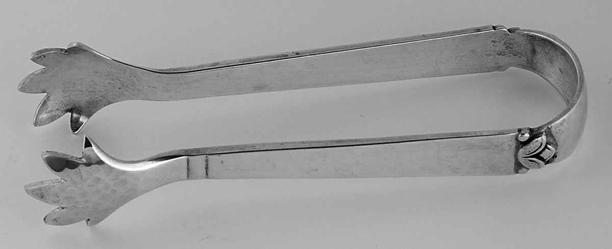 Oak Leaf (Sterling, 1965, Onc, Signature Mark) Sugar Tongs by Old Newbury-1