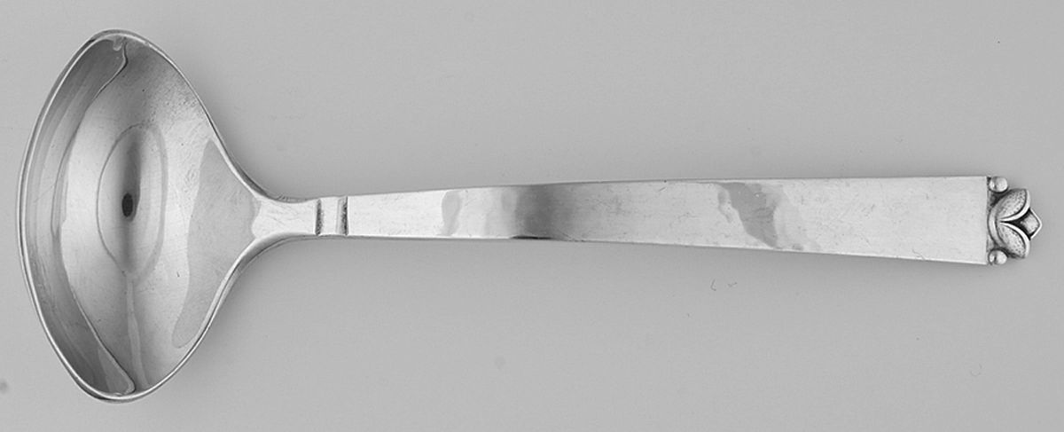 Oak Leaf (Sterling, 1965, Onc, Signature Mark) Solid Piece Cream Ladle by Old Newbury-1