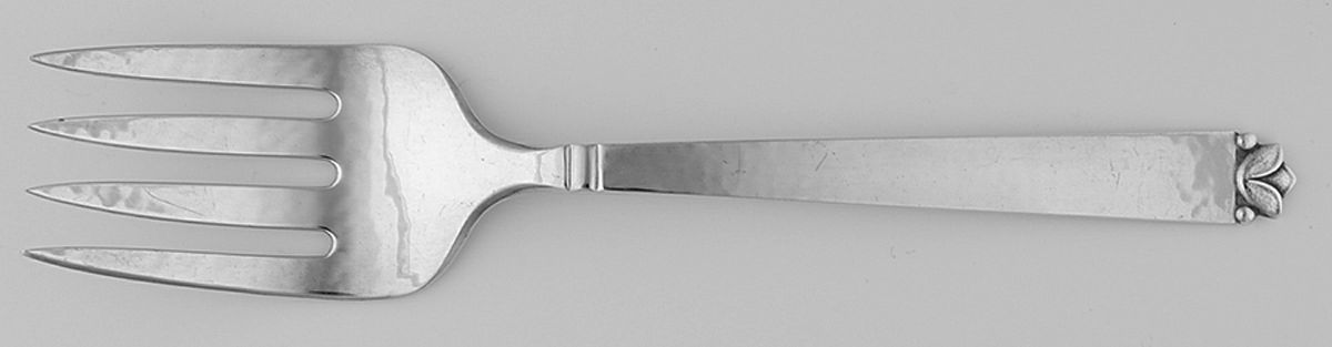 Oak Leaf (Sterling, 1965, Onc, Signature Mark) Medium Solid Cold Meat Serving Fork by Old Newbury-1