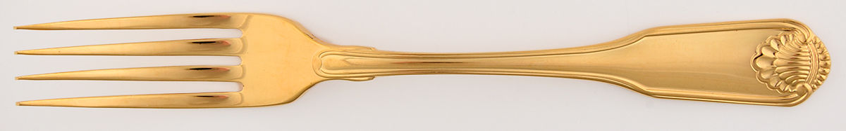 Classic Shell (Gold Electroplate) Fork by Oneida Silver-1