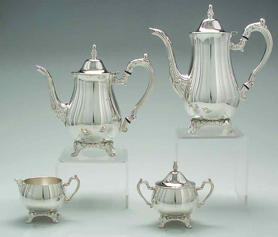 Baronet (Silverplate, Hollowware) (4 Piece) Silverplate Tea Set by Oneida Silver-1