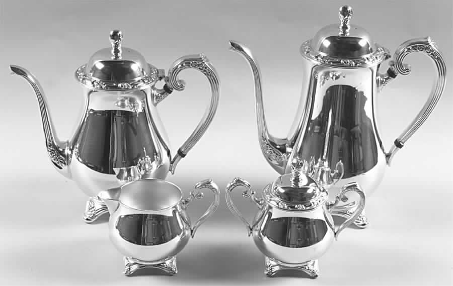 Park Lane (Silverplate, Hollowware) (4 Piece) Silverplate Tea Set by Oneida Silver-1