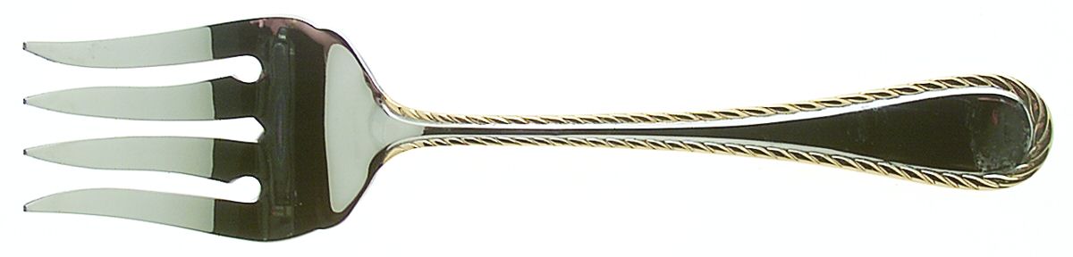 Golden Belmont (Stainless, Gold Accent) Medium Solid Cold Meat Serving Fork by Oneida Silver-1