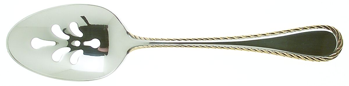 Golden Belmont (Stainless, Gold Accent) Pierced Tablespoon (Serving Spoon) by Oneida Silver-1