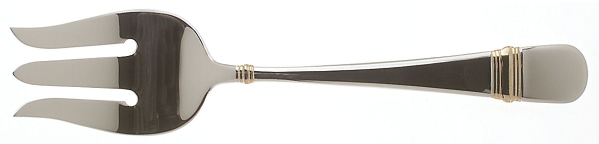 Golden Astragal (Stainless, Gold Accent) Medium Solid Cold Meat Serving Fork by Oneida Silver-1