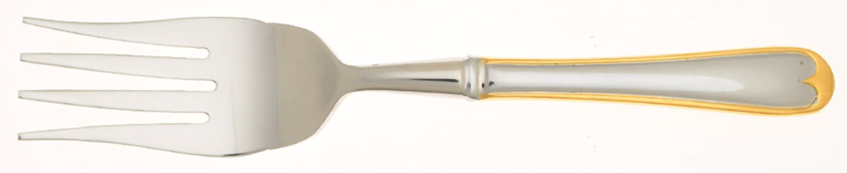 Golden Wagner (Stainless, Gold Accents) Cold Meat Fork Large, Stainless Tines HC by Oneida Silver-1