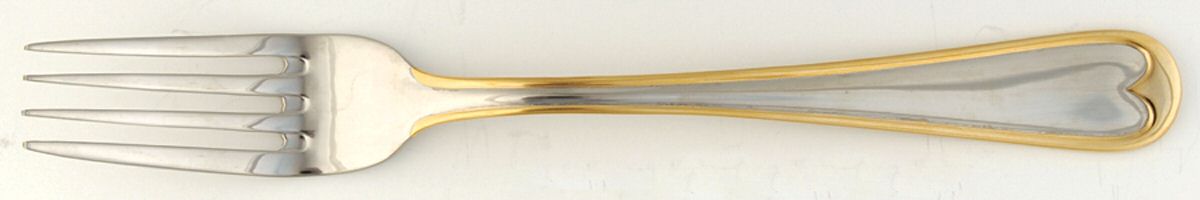 Golden Wagner (Stainless, Gold Accents) Large Solid Cold Meat Serving Fork by Oneida Silver-1