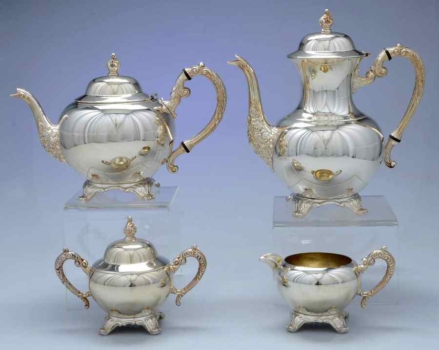 2378 (Silverplate, Hollowware) (4 Piece) Silverplate Tea Set by Oneida Silver-1
