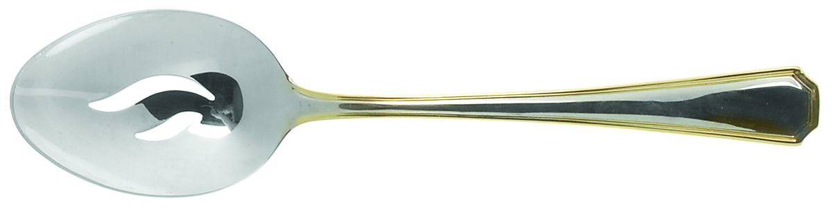 Lyon (Stainless, Gold Accent) Pierced Tablespoon (Serving Spoon) by Oneida Silver-1