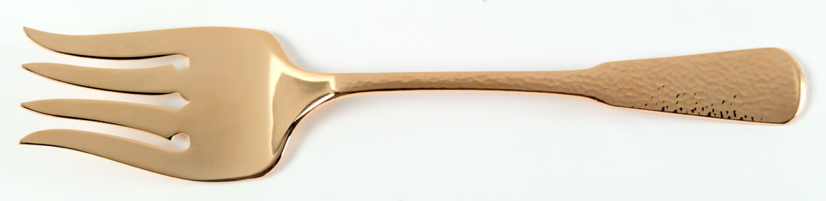 First Colony (Gold Electroplate) Medium Solid Cold Meat Serving Fork by Oneida Silver-1