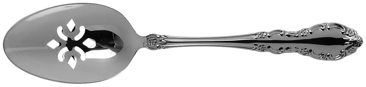 Exeter (Stainless) Pierced Tablespoon (Serving Spoon) by Oneida Silver-1