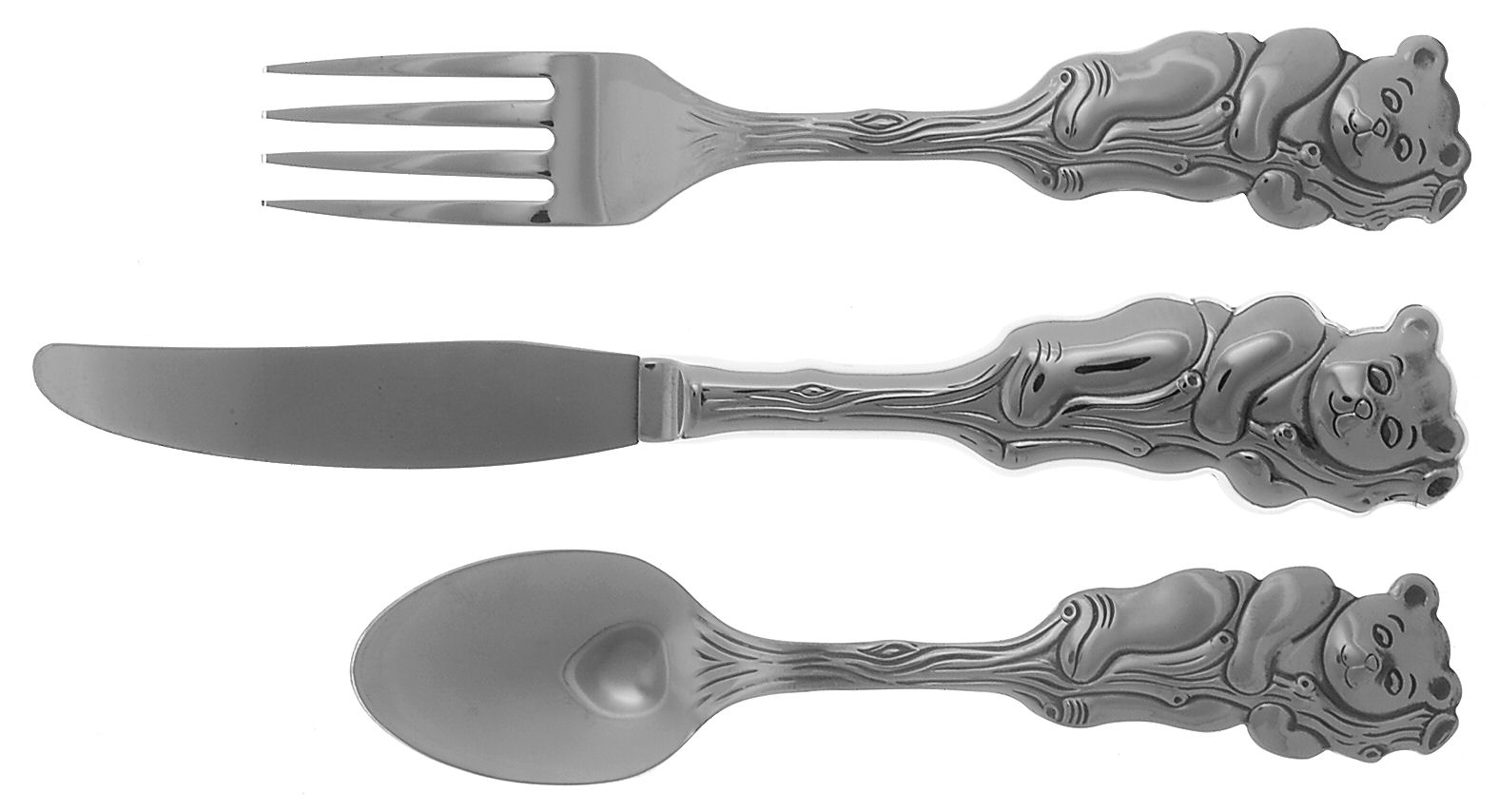 Cubby Bear (Stainless) 3 Piece Youth Set (Knife, Fork & Spoon) by Oneida Silver-1