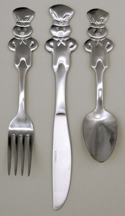 Doughboy (Stainless) (3 Pc) Youth Set (Solid Knife, Fork & Spoon) by Oneida Silver-1