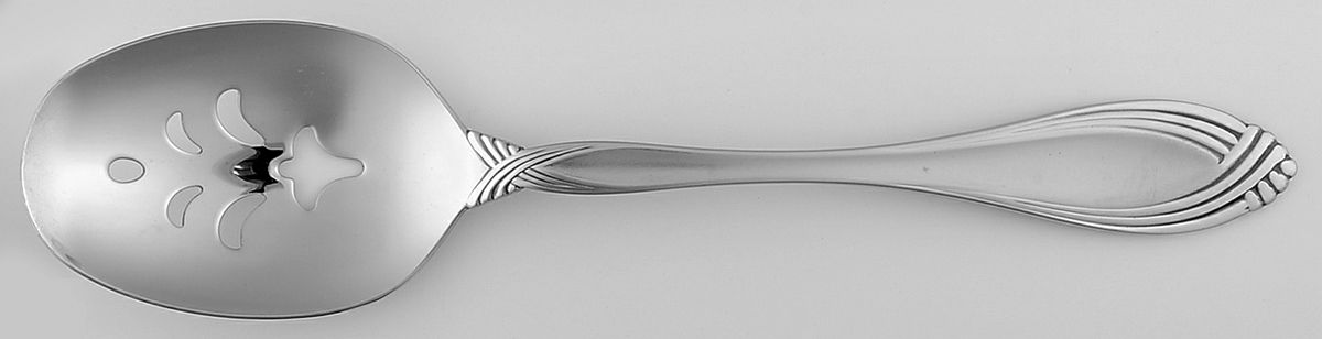 Satin Heiress (Stainless) Pierced Tablespoon (Serving Spoon) by Oneida Silver-1