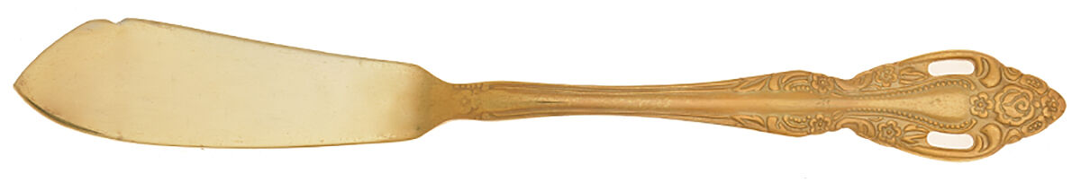 St. Ives (Gold Electroplate) Flat Handle Master Butter Knife by Oneida Silver-1