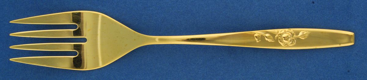 Our Rose-Gold (Gold Electroplate) Medium Solid Cold Meat Serving Fork by Oneida Silver-1