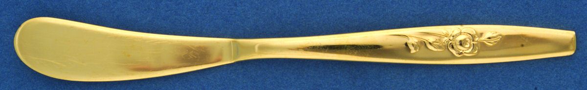 Our Rose-Gold (Gold Electroplate) Flat Handle Master Butter Knife by Oneida Silver-1