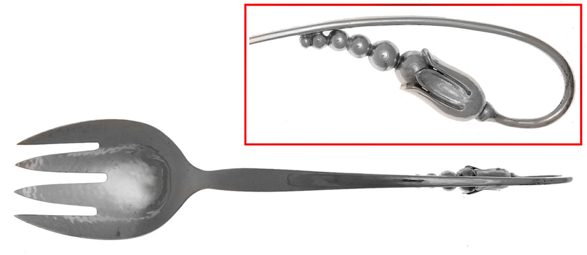 Blossom (Sterling) Solid Salad Serving Fork by OV Mogensen-1