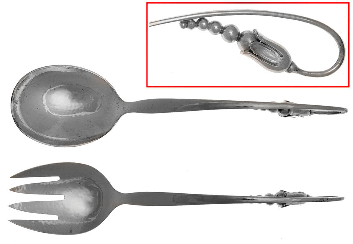 Blossom (Sterling) (2 Pc) Solid Salad Set by OV Mogensen-1