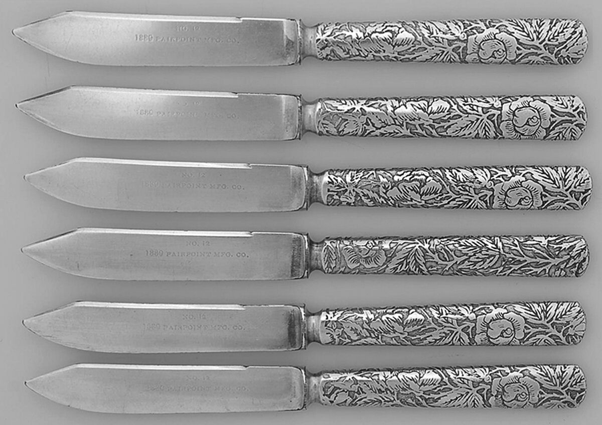 OHS256 (Silverplate) (Boxed Set of 6) Individual Solid Fruit Knifes by Oneida Silver-1