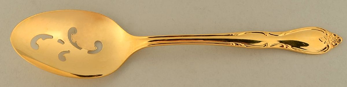 Montclair-Gold (Gold Electroplate Pierced Tablespoon (Serving Spoon) by Oneida Silver-1