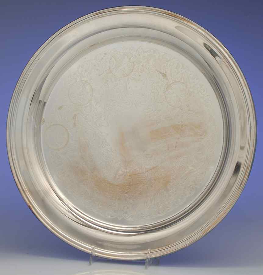Ridgewood (Slvp, Hlwr, Smooth Edge) Round Tray For Punch Bowl by Oneida Silver-1