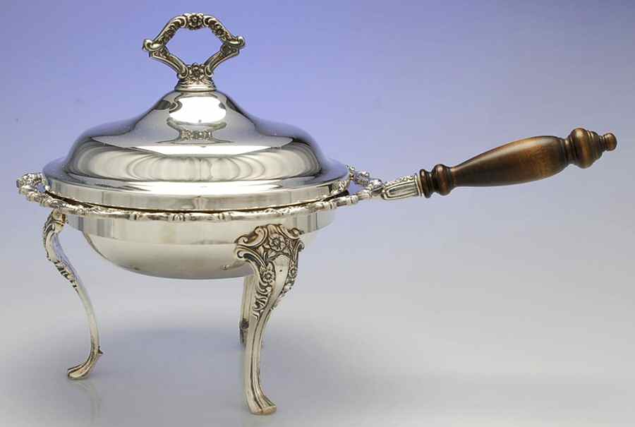 Countess (Silverplate, Hollowware) Chafing Dish W/Lid, Burner & Stand by Oneida Silver-1