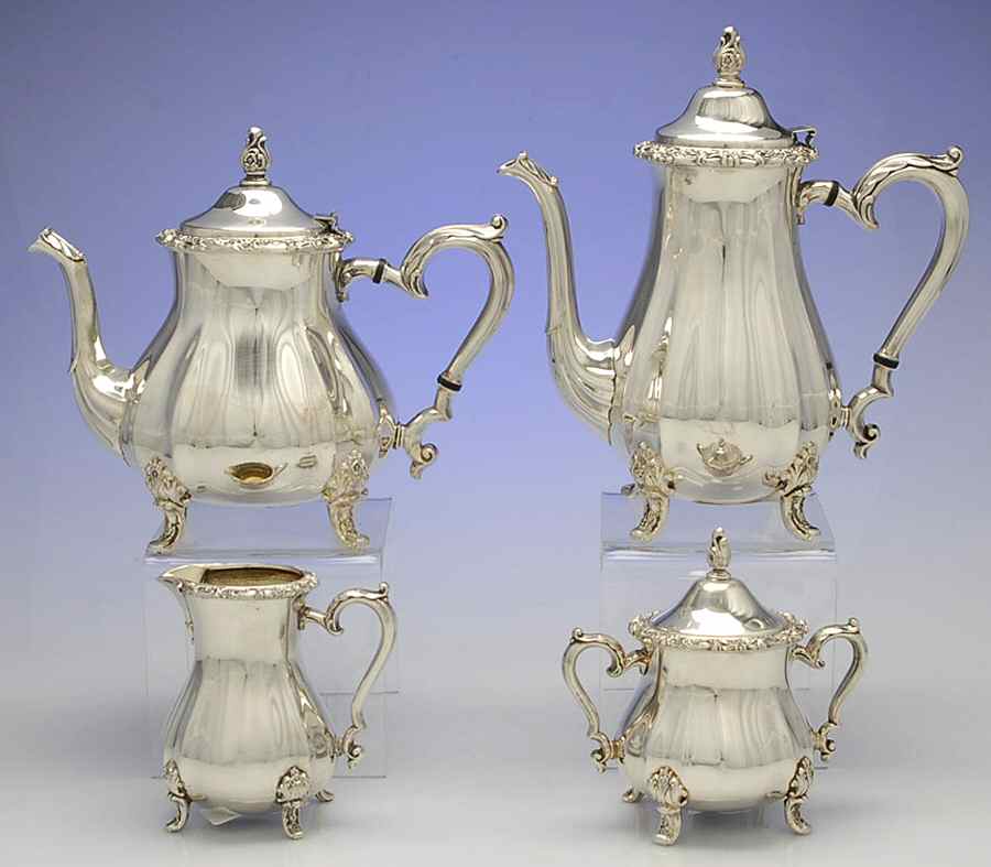 Countess (Silverplate, Hollowware) (4 Piece) Silverplate Tea Set by Oneida Silver-1
