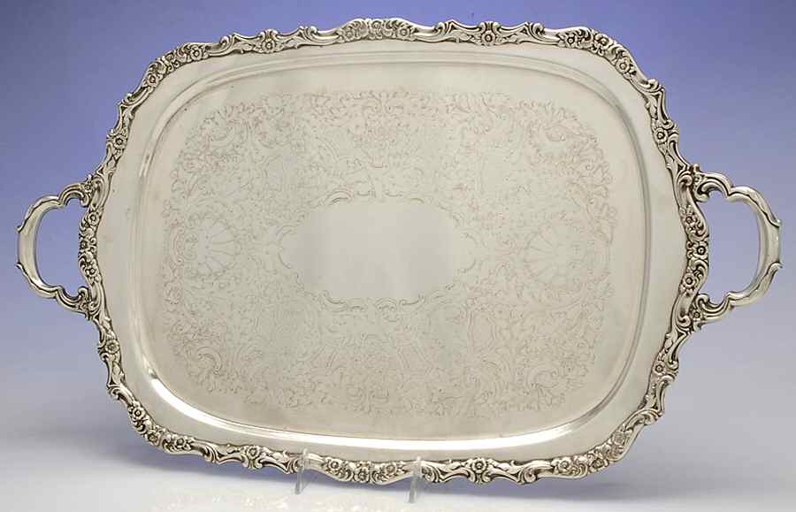 Countess (Silverplate, Hollowware) Large Silverplate Waiter Tray by Oneida Silver-1