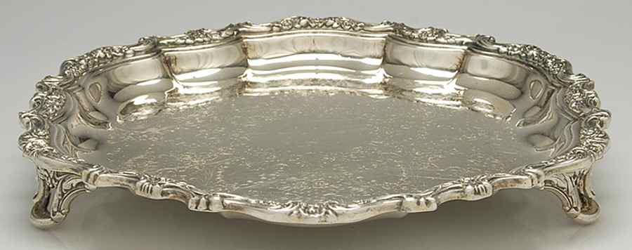 Countess (Silverplate, Hollowware) 14" 4 Toed Round Tray by Oneida Silver-1