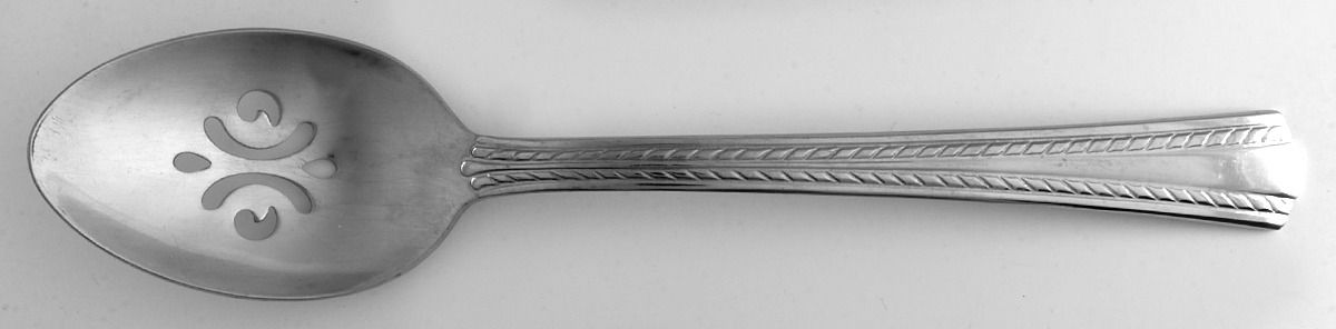 Fanfare (Stainless) Pierced Tablespoon (Serving Spoon) by Oneida Silver-1