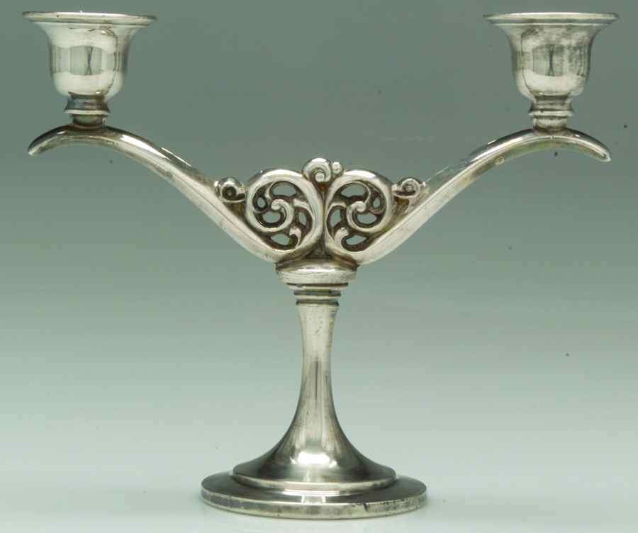 1136 (Silverplate, Hollowware) Small Plated 2-Light Candelabra by Oneida Silver-1