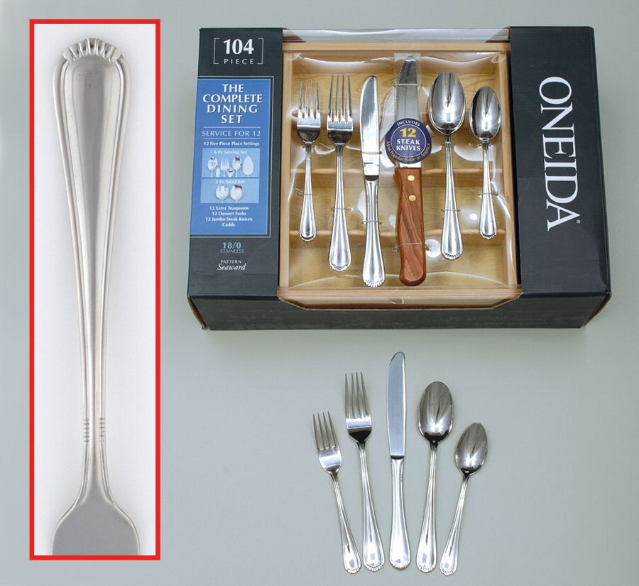 Seaward (Stainless) 104 Piece Set & Wood Caddy by Oneida Silver-1