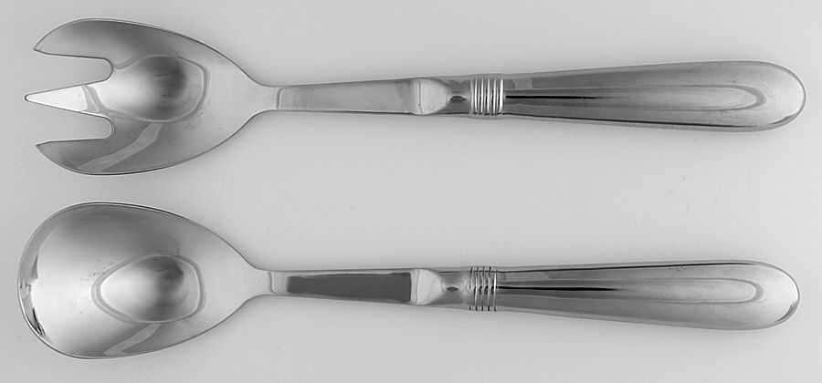 Stainless Flatware (2 Pc) Solid Salad Set by Oneida Silver-1
