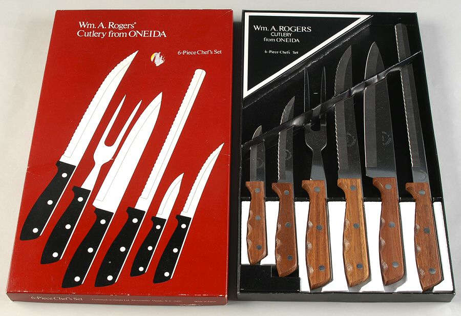 Stainless Flatware 6 Pc Chef Set (Chefs,Steak,Ham,Paring&Carving Set by Oneida Silver-1