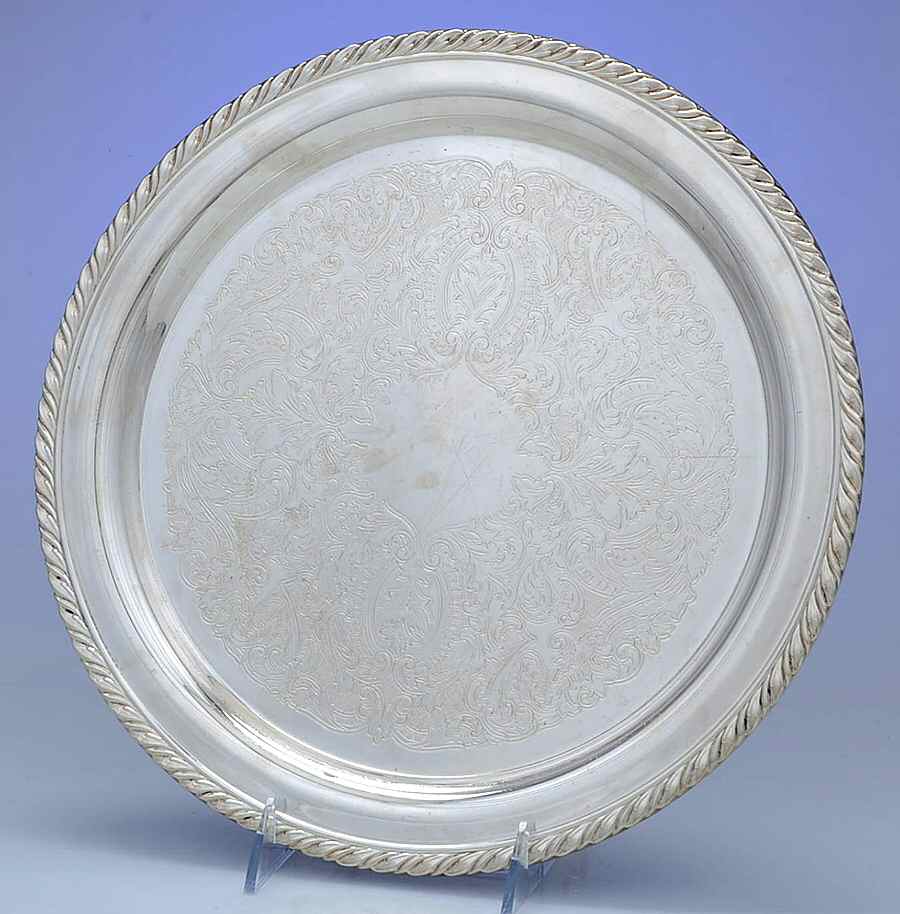 Silverplate Hollowware 12" Round Tray by Oneida Silver-1