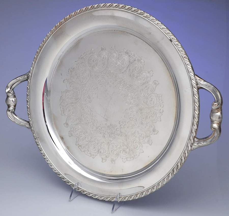 Huntington (Silverplate, Hollowware) 14" Round Handled Tray by Oneida Silver-1
