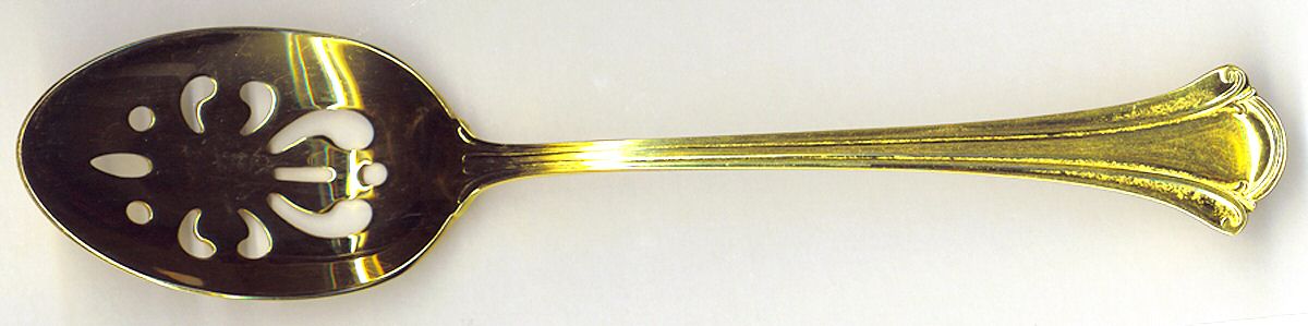 OHS316 (Gold Electroplate) Pierced Tablespoon (Serving Spoon) by Oneida Silver-1