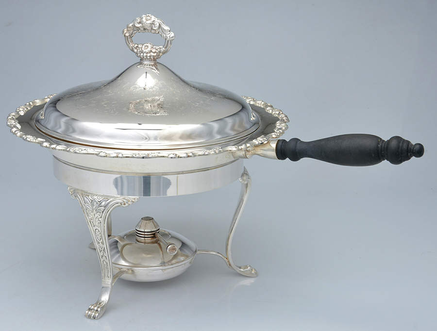 Bellfontaine (Silverplate, Hollowware) Chafing Dish W/Lid, Burner & Stand by Oneida Silver-1